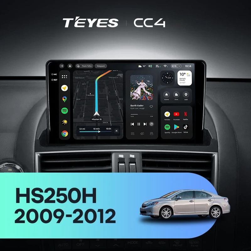 Штатная магнитола Teyes CC4 6/64 Lexus HS250H F10 (2009-2012)