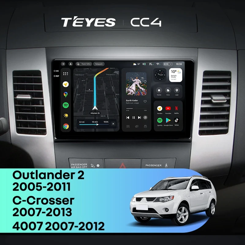 Штатная магнитола Teyes CC4 6/64 Mitsubishi Outlander 2 (2005-2011) Тип-A