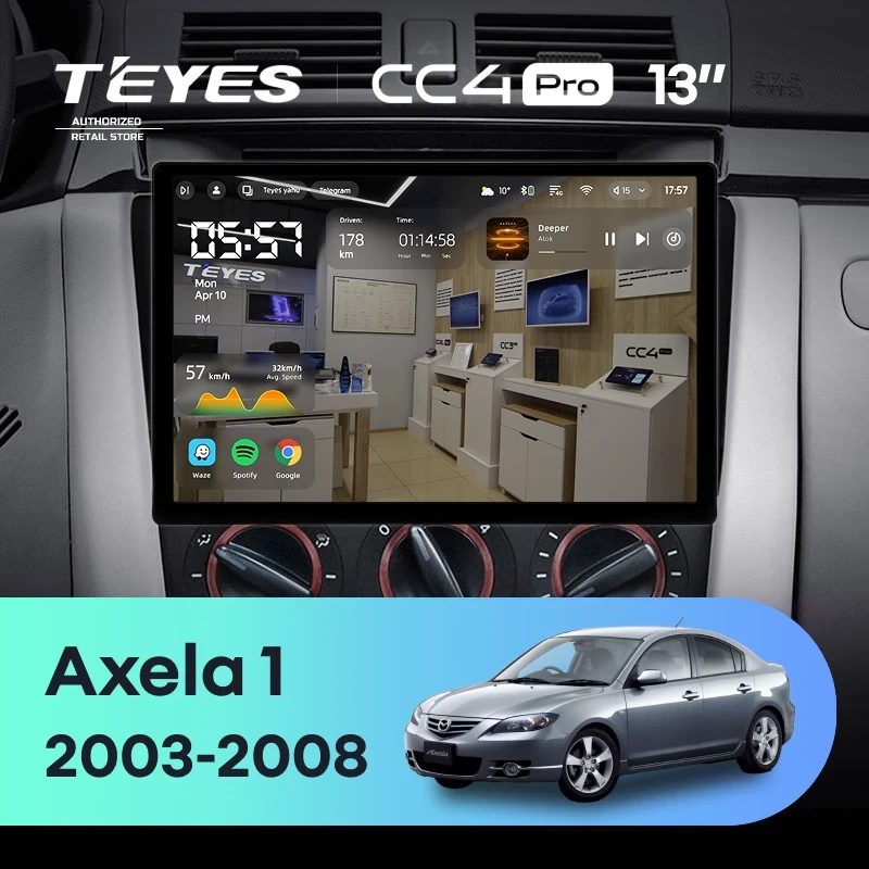 Штатная магнитола Teyes CC4 Pro 12/256 Mazda Axela 1 (2003-2008) (13")
