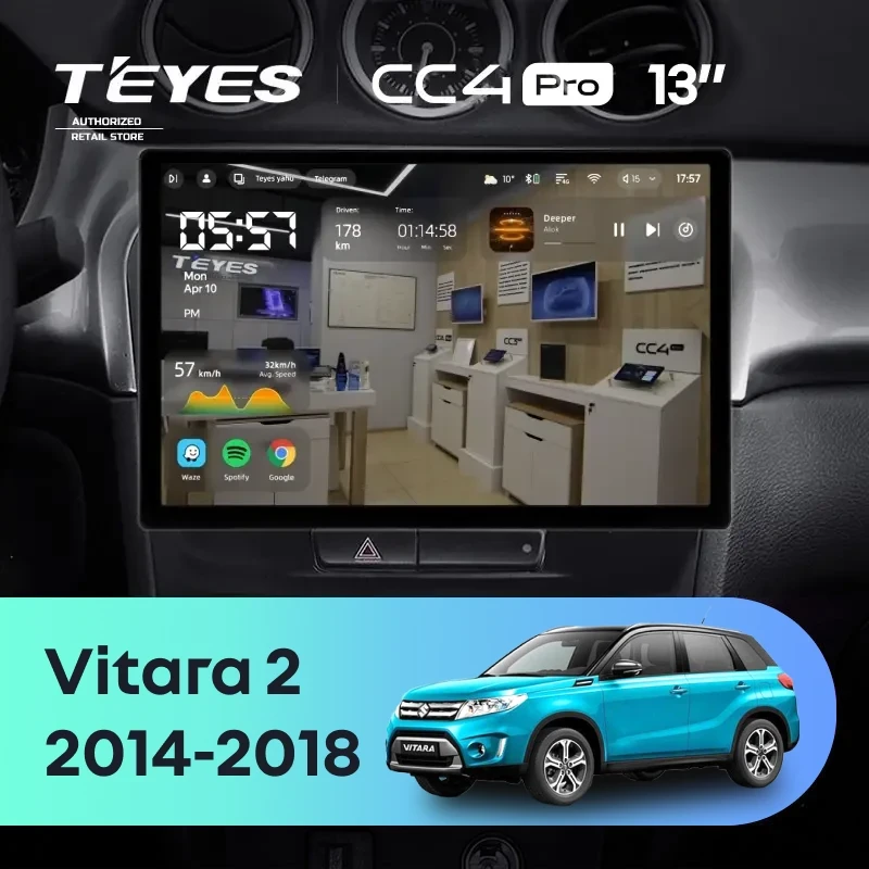 Штатная магнитола Teyes CC4 Pro 8/128 Suzuki Vitara 2 (2014-2018) (13")