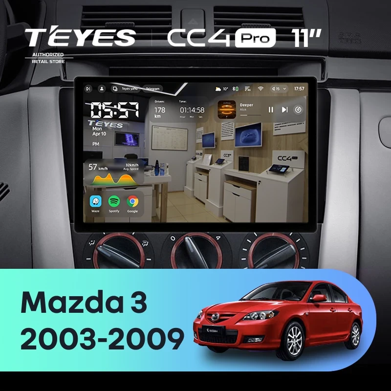 Штатная магнитола Teyes CC4 Pro 12/256 Mazda 3 1 BK (2003-2009) (11")