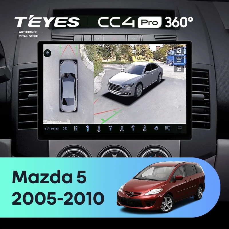 Штатная магнитола Teyes CC4 Pro 360 8/128 Mazda Premacy 2 (2005-2010) (13")