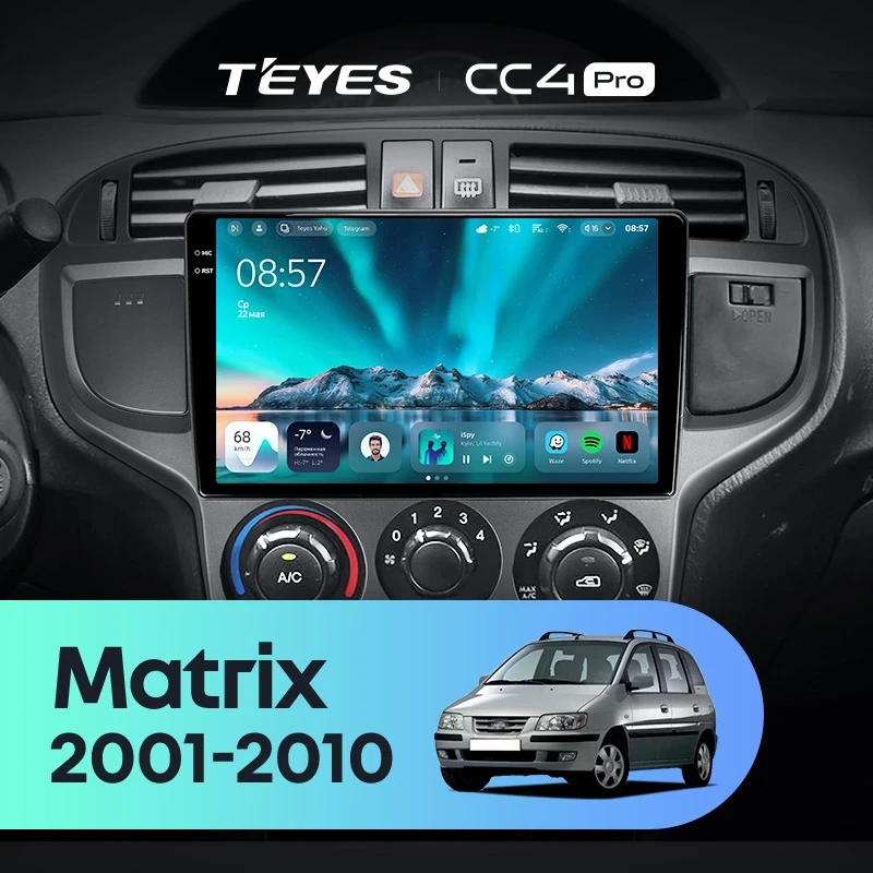 Штатная магнитола Teyes CC4 Pro 8/128 Hyundai Matrix (2001-2010)