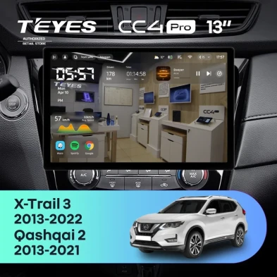 Штатная магнитола Teyes CC4 Pro 8/128 Nissan X-Trail 3 T32 (2013-2021) F2 Тип-C (13")
