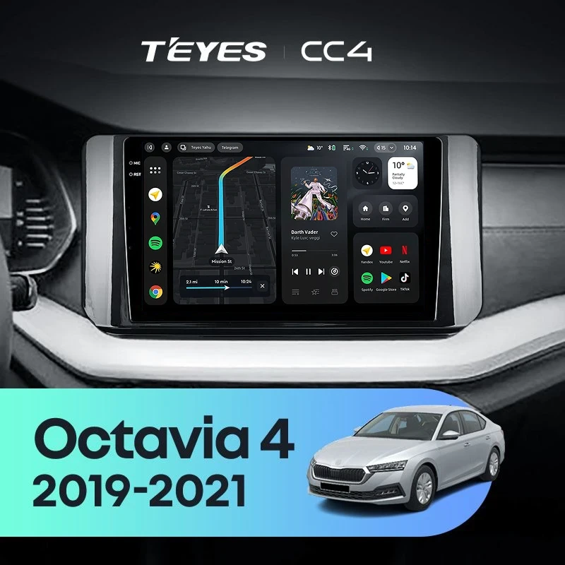 Штатная магнитола Teyes CC4 8/128 Skoda Octavia 4 A8 (2019-2021)