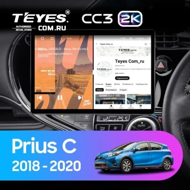 Штатная магнитола Teyes CC3 2K 360 6/128 Toyota Prius C (2018-2020) Правый руль (13")