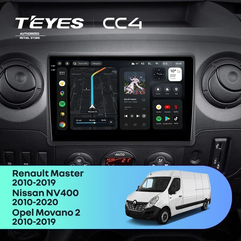 Штатная магнитола Teyes CC4 6/64 Renault Master (2010-2019) F2