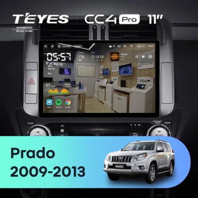 Штатная магнитола Teyes CC4 Pro 8/128 Toyota Land Cruiser Prado 150 (2009-2013) F1 Тип-A (11")