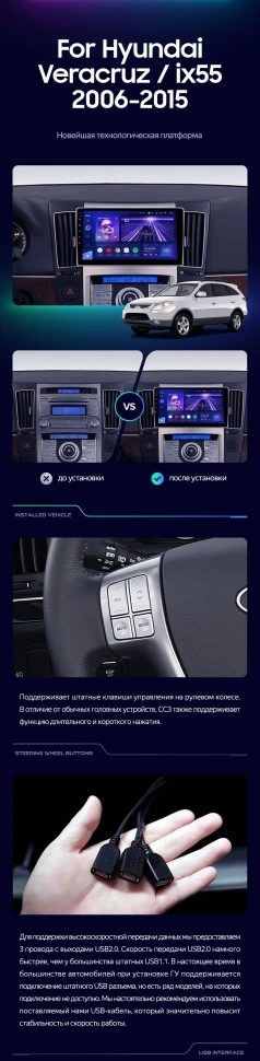Штатная магнитола Teyes CC3 2K 4/64 Hyundai ix55 (2006-2015)