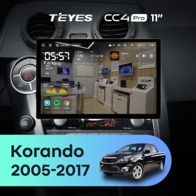 Штатная магнитола Teyes CC4 Pro 8/128 SsangYong Korando Sports (2005-2017) (11")