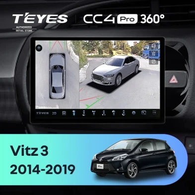 Штатная магнитола Teyes CC4 Pro 360 8/128 Toyota Vitz III XP130 (2014-2019) Правый руль (13")