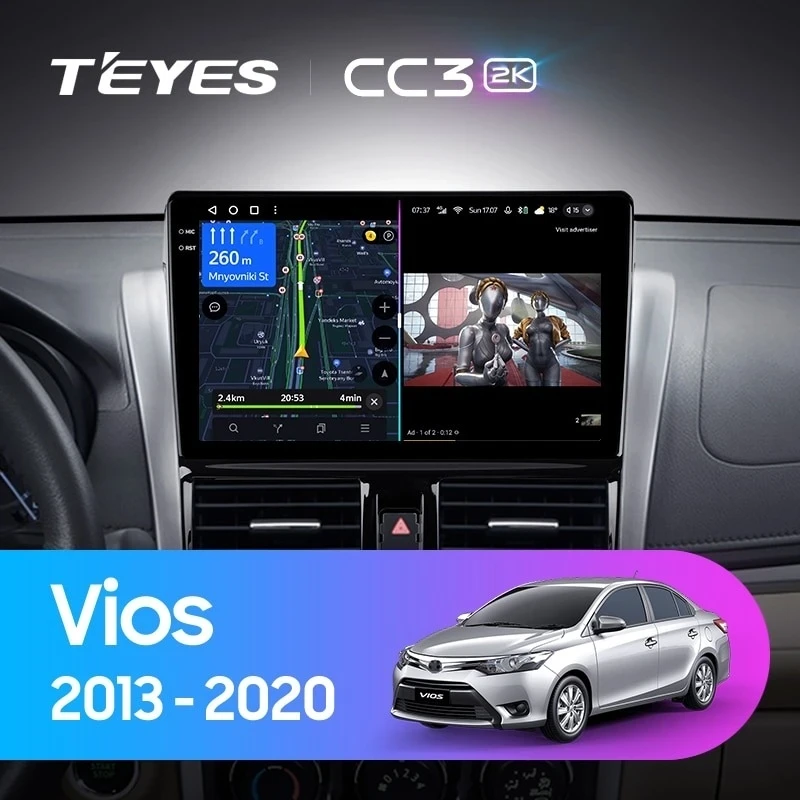 Штатная магнитола Teyes CC3 2K 6/128 Toyota Vios XP150 (2013-2020)