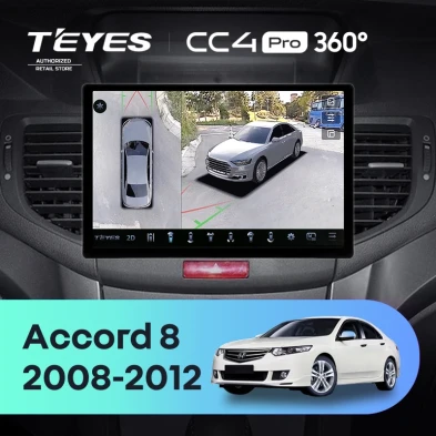 Штатная магнитола Teyes CC4 Pro 360 12/256 Honda Accord 8 (2008-2012) (11")