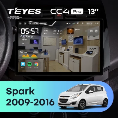 Штатная магнитола Teyes CC4 Pro 8/128 Chevrolet Spark M300 (2009-2016) F1 (13")